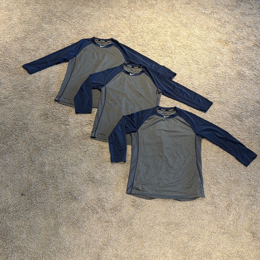 Nike Baseball Youth XL 3/4 Sleeve Navy/Gray